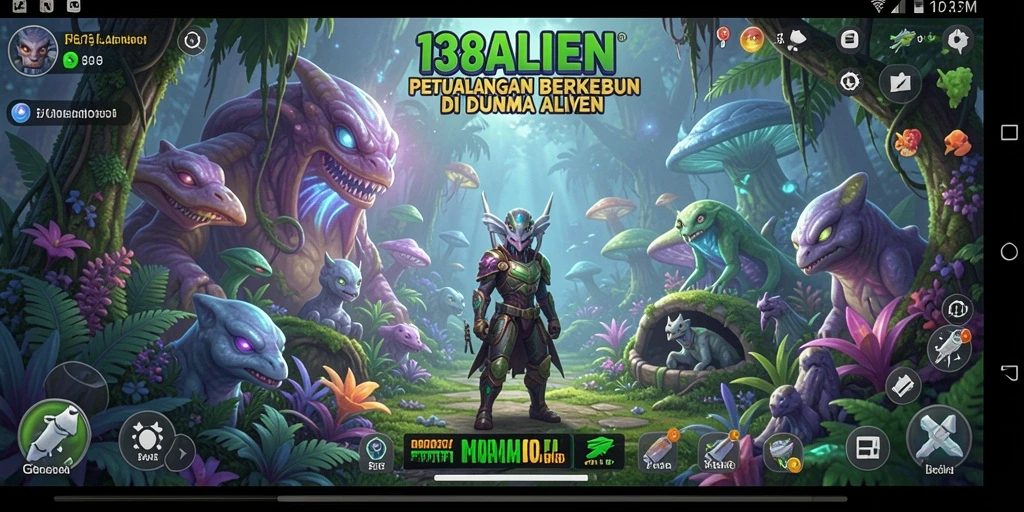 Tangkapan layar gameplay 138ALIEN yang menampilkan aktivitas berkebun di dunia alien.