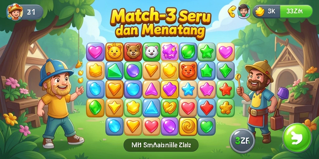 Screenshot gameplay 33ZK yang menunjukkan kombinasi batu permata.