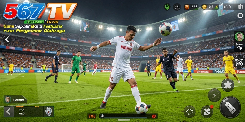 Tampilan gameplay <strong>567TV</strong> yang menakjubkan dengan aksi sepak bola yang seru.