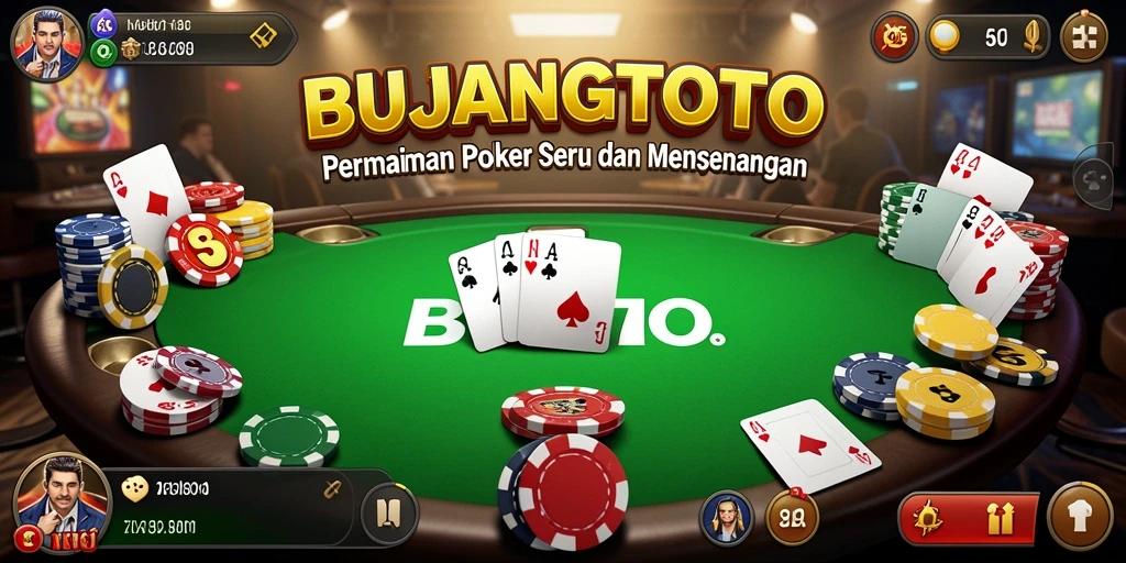 Tampilan menarik dari gameplay poker di BUJANGTOTO.