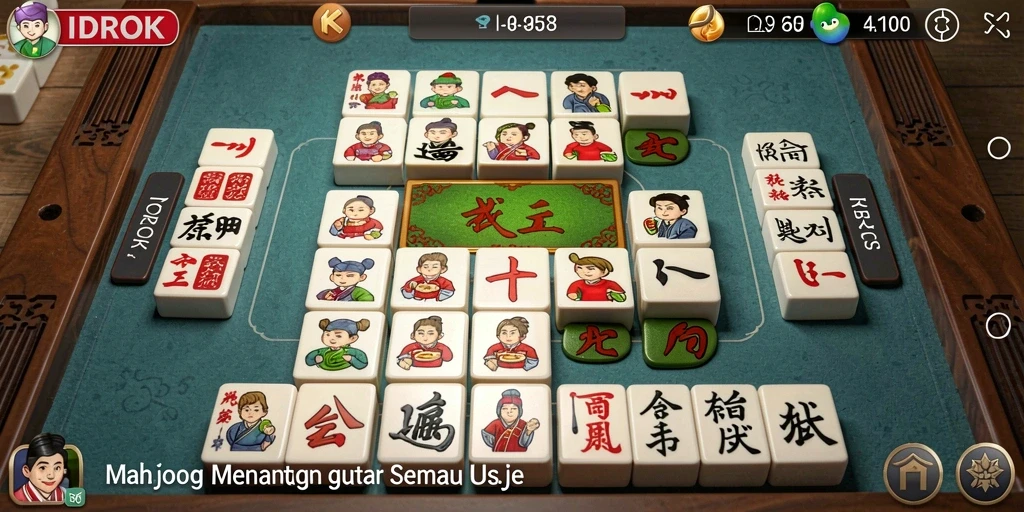 Tampilan gameplay IDROK dengan grafis Mahjong yang menawan.