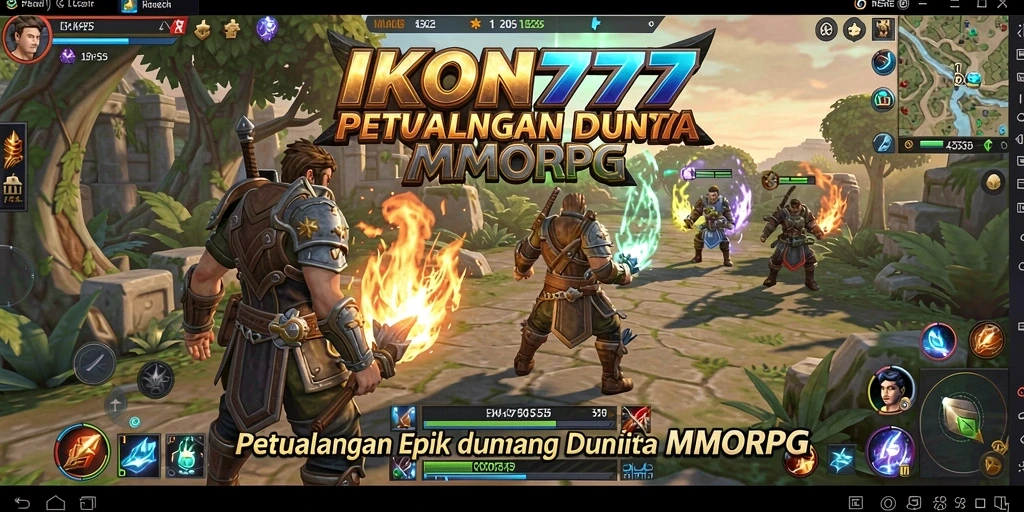 Tampilan gameplay IKON777 yang menampilkan pertarungan seru antara karakter.