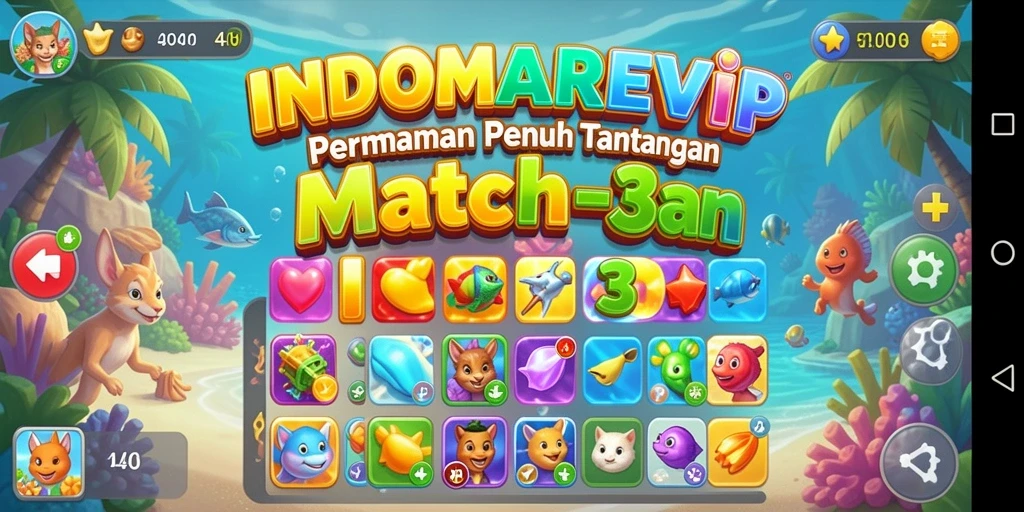 Tampilan gameplay <strong>INDOMAREVIP</strong> yang menarik dengan berbagai permata warna-warni.