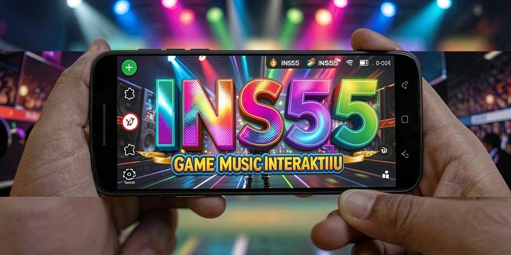 Screenshot utama INS55 menampilkan gameplay menarik dengan musik interaktif.