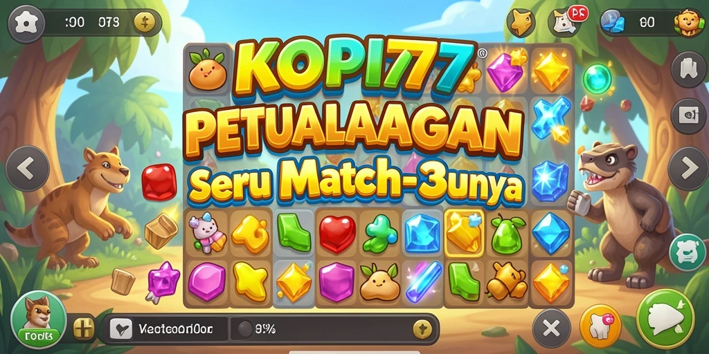 Tampilan gameplay KOPI77 yang menarik dengan kombinasi warna cerah.
