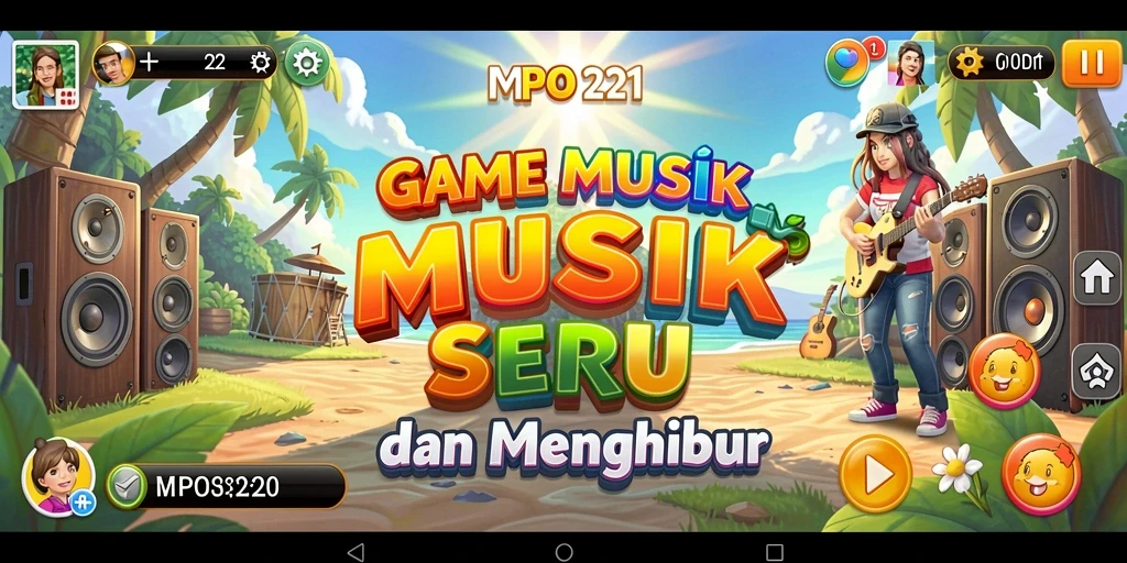 Tampilan gameplay seru di MPO1221 dengan berbagai pilihan lagu.