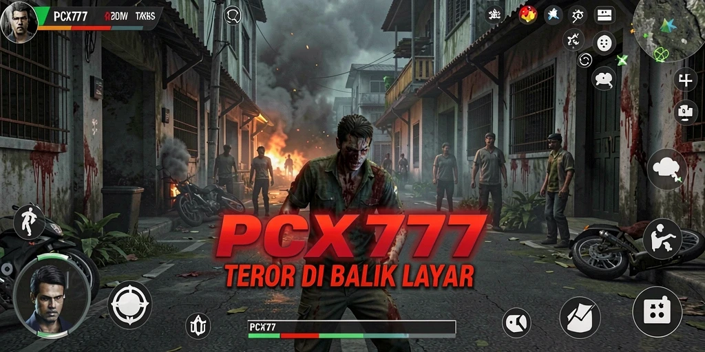 Screenshot gameplay PCX777 menampilkan suasana Horror yang mencekam.