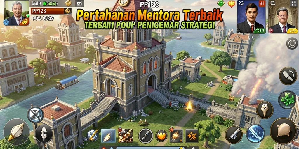 Tangkapan layar gameplay PP123 menampilkan aksi pertahanan menara yang dinamis.