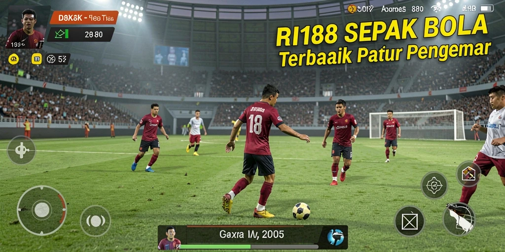 Screenshot RI188 menampilkan aksi mendebarkan dalam permainan sepak bola.