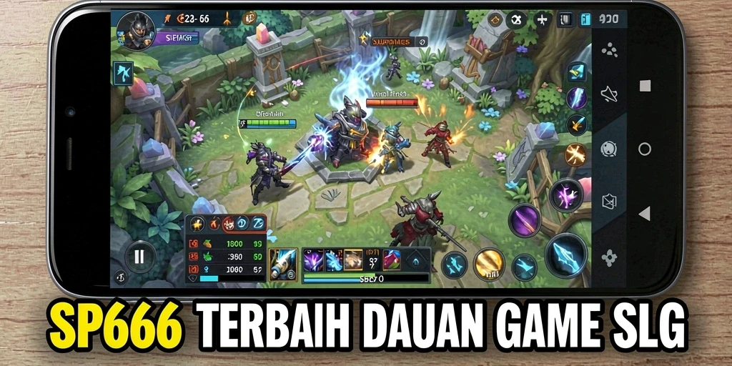 Screenshot gameplay SP666 menampilkan pertempuran strategis yang intens.
