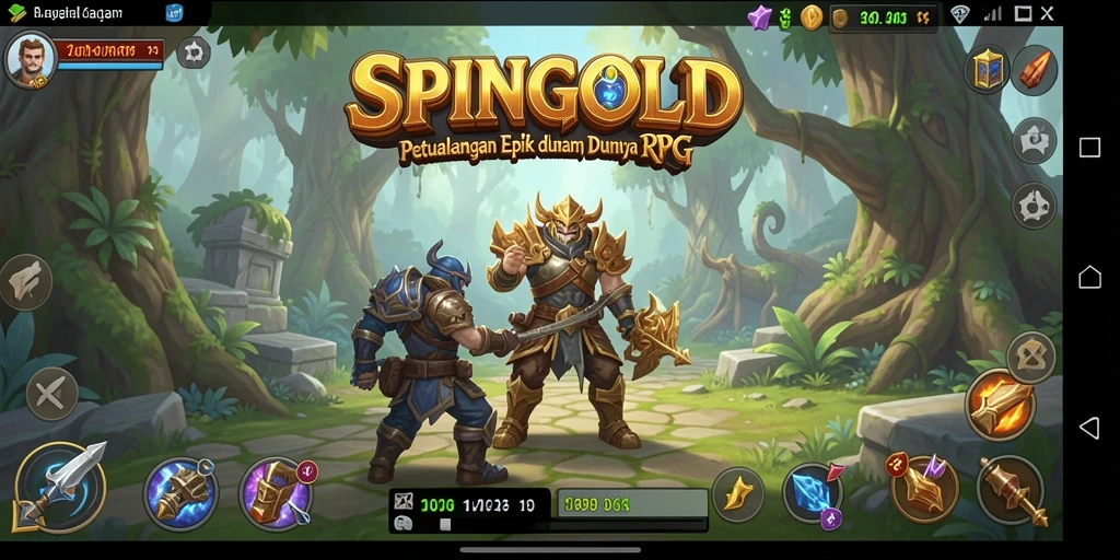 Tampilan gameplay SPINGOLD yang menawan dalam petualangan RPG.