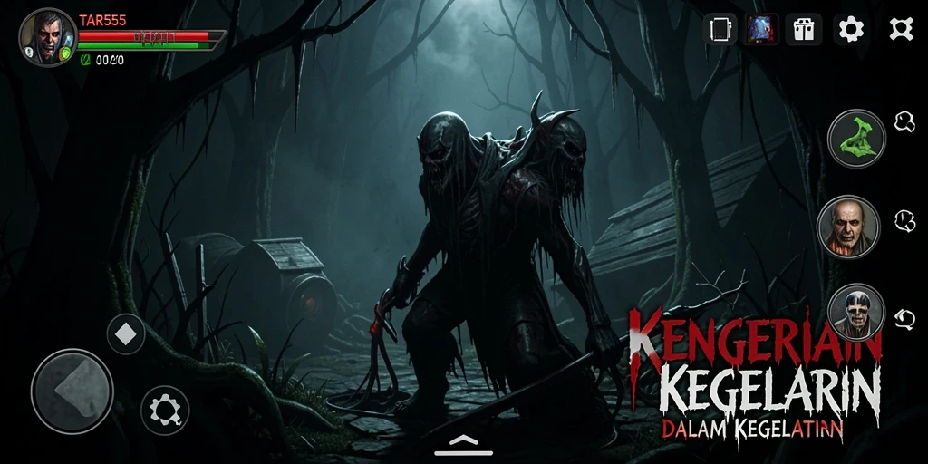 Screenshot TAR555 menampilkan suasana mencekam saat menjelajahi lokasi angker.