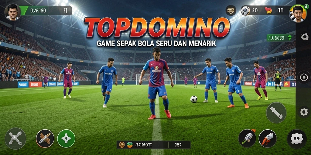 Tampilan gameplay TOPDOMINO dengan aksi sepak bola yang seru.