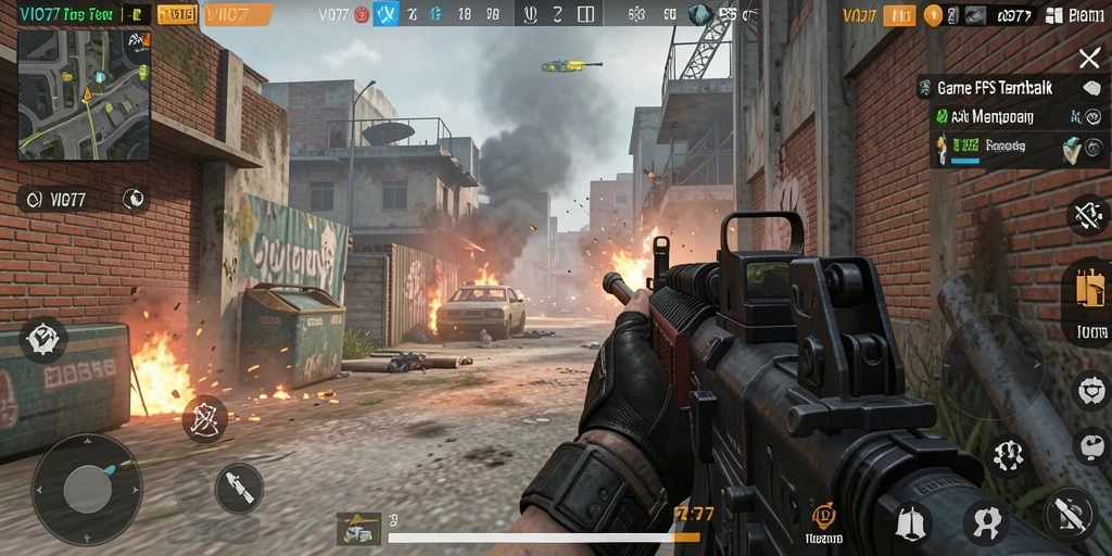 Tampilan gameplay menegangkan dari VIO77 saat pertempuran berlangsung.