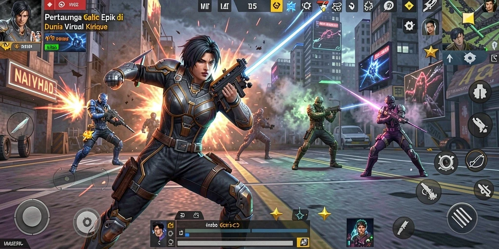 Tampilan gameplay dari VV62 yang penuh aksi pertarungan.