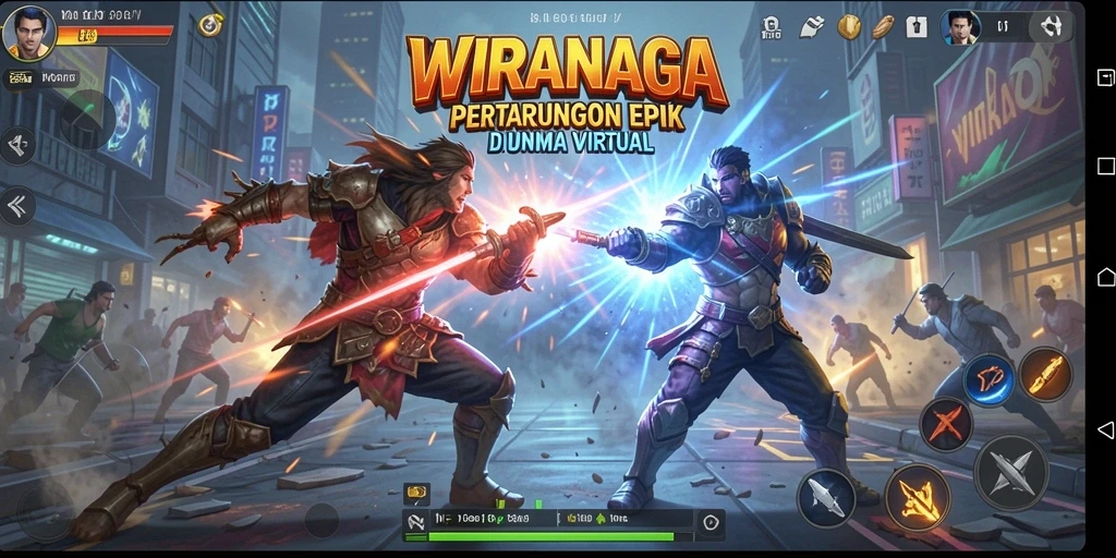 Screenshot gameplay WIRANAGA yang menampilkan pertarungan seru.