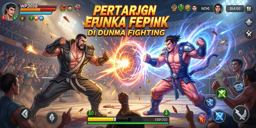 Gameplay dinamis WP888 menampilkan pertarungan seru dengan karakter unik.