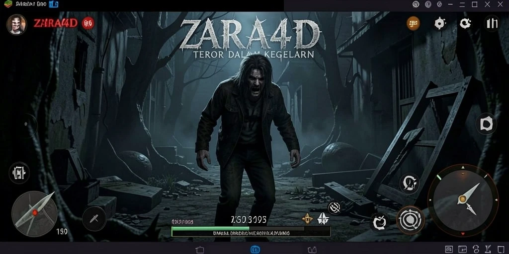 Screenshot ZARA4D menampilkan momen mencekam saat menjelajahi kegelapan.