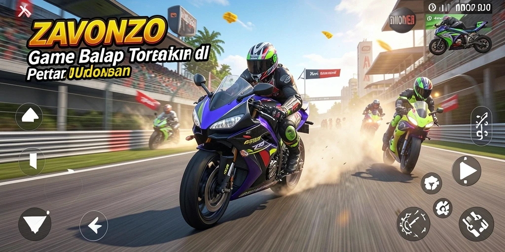 Gameplay seru ZAVONZO menunjukkan balapan motor yang intens.